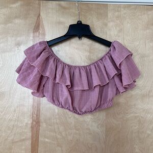 Ruffled Off-Shoulder mini Top in Mauve